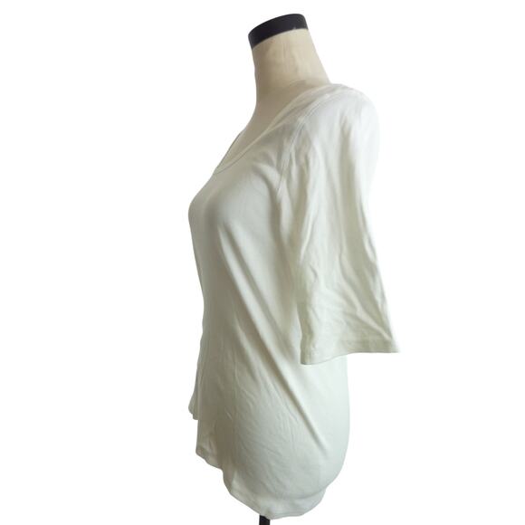 NWT Everlane White Pima Micro Rib Scoop Neck Top Shirt Short Sleeve XL - Picture 4 of 7